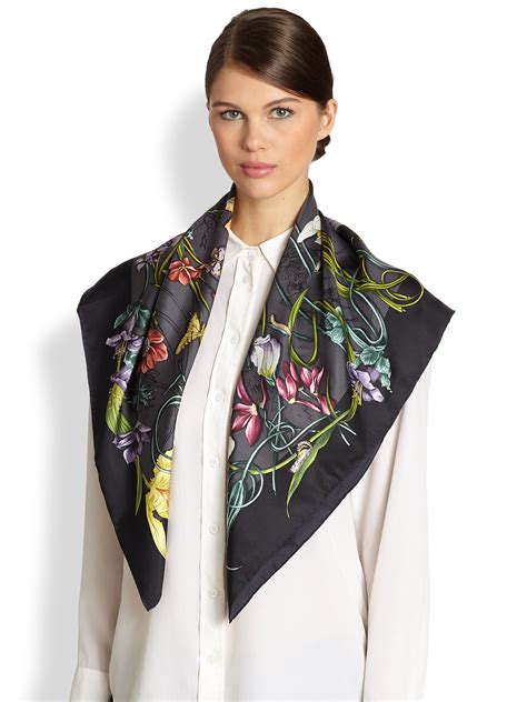 gucci silk foulard chrissy scarf|gucci print silk neck bow.